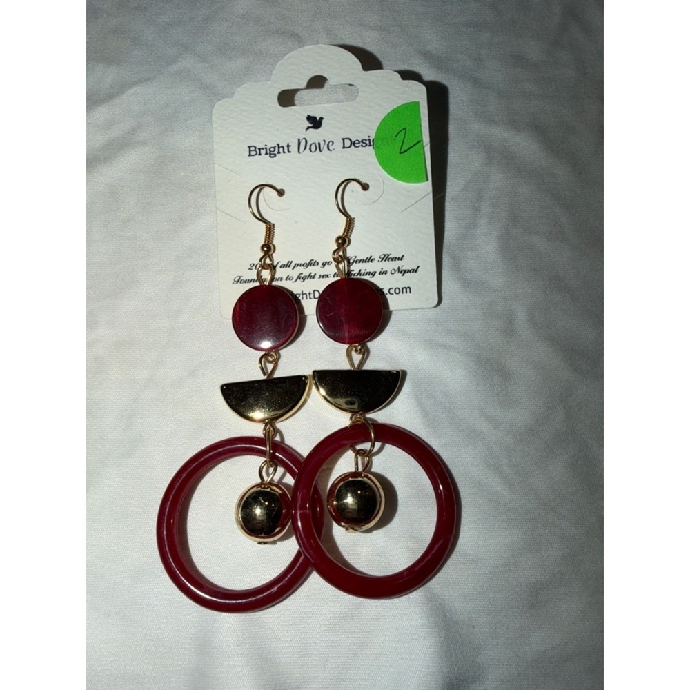 Red Gold Statement‎ Drop Earrings